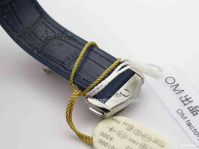 0129 EyeCatching Planet Ocean Master Chronometer SS OM 1:1 Best Edition Blue Dial On Leather Strap A 8176